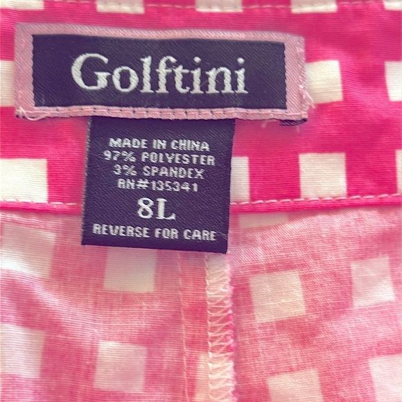 Golftini Shirley Temple Skort Pink White Plaid Rope Trim Scallop Hem Size 8L - Picture 8 of 9